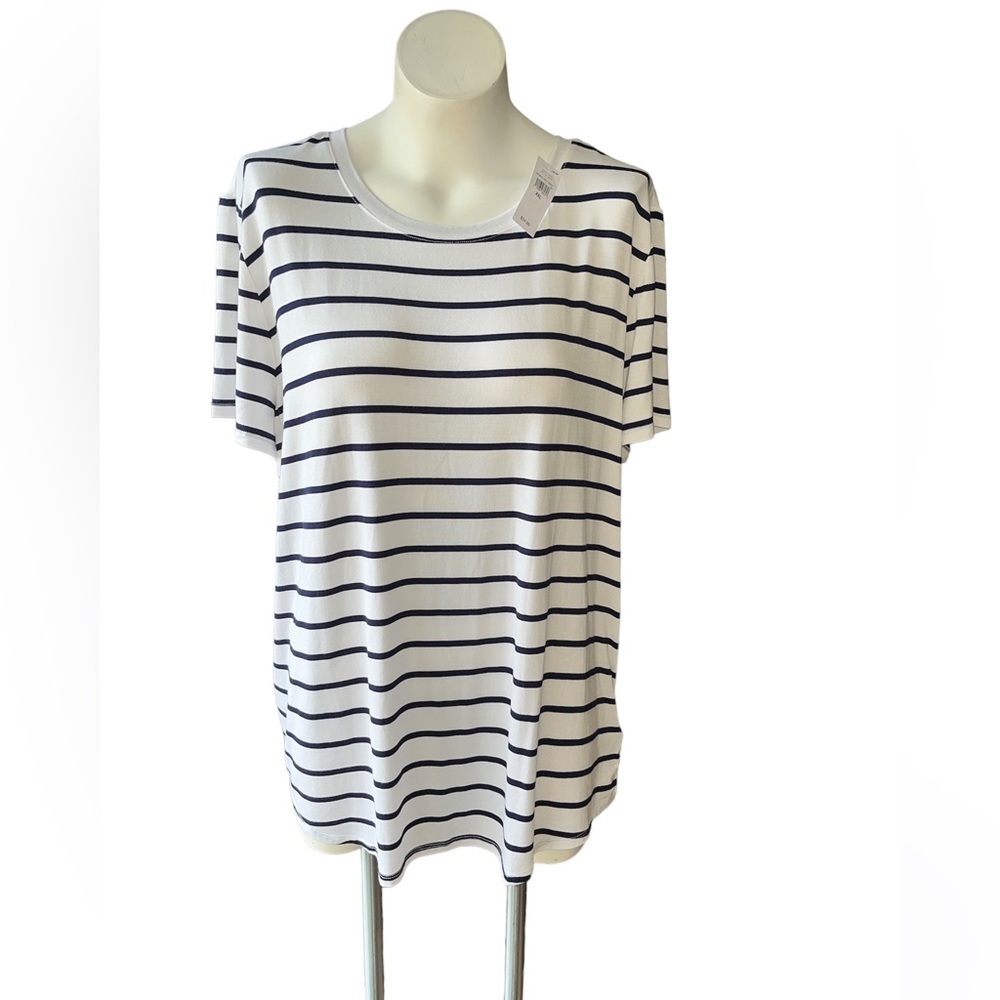 Gap Women’s Luxe T, Navy and White Stripe, Sz XXL